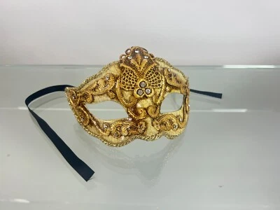 Gold Venetian Eye Mask Masquerade Ball Mask Handmade - Image 1 of 4