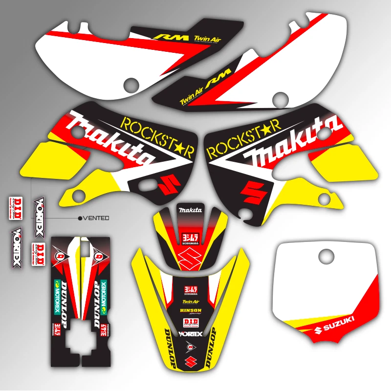 2000 2001 2002 2004 - 2006 SUZUKI RM 65 PEGATINA GRÁFICA RM65 CALCOMANÍAS ROCKSTAR Foto 1 de 2