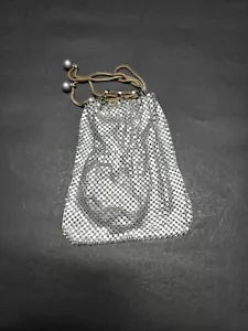 VINTAGE WHITING & DAVIS SILVER DRAW STRING 5" MESH BAG - Picture 1 of 6