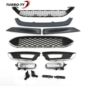 Front Bumper Grille w/ Fog Lights & 3PCS Front Lips For Ford Focus 2015-2018 - Picture 1 of 24