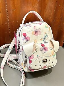 Betsy Johnson Dog Puppy Butterfly XOBAYBEE Mini Backpack Bag Purse White/Multi