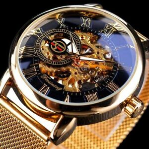 Men Skeleton Mechanical Wrist Watch Stainless Steel Luxury Casual Wristwatch