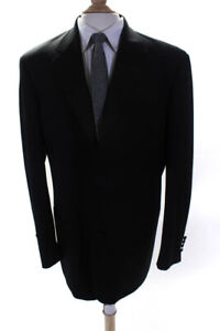 Louis Dell Olio Mens Three Button Notched Lapel Blazer Jacket Black Wool Size 40