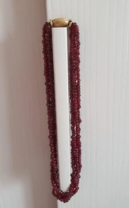 Collana girocollo perle di Granato multifilo moschettone gioiello oro 9 k carati - Picture 1 of 7