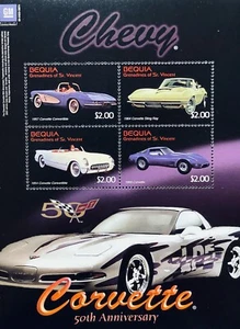 BEQUIA CORVETTE STAMPS SHEET 2003 MNH 50TH ANNIVERSARY STING RAY CONVERTIBLE CAR - Picture 1 of 1