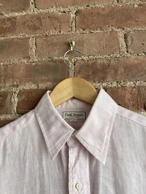 Vintage Paul Stuart Men’s Shirt Sz Small, 100% Linen, Pink - Image 1 of 4
