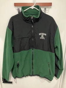 Weatherproof Men's Vintage Michigan State Fleece Combo Zip Up, Green/Black, XL - Picture 1 of 3
