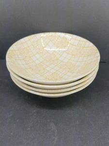 4 Vintage Retro Kelston Crown Lynn NZ Bowls Trellis Gold New Zealand Ironstone - Picture 1 of 7