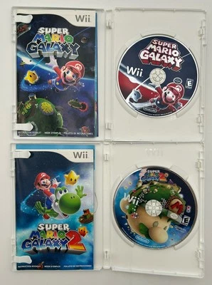 Super Mario Galaxy & Super Mario Galaxy 2 Nintendo Wii CIB w/Manuals Works EUC - Image 1 of 4