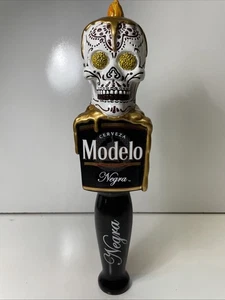 MODELO NEGRA CERVEZA DIA DE LOS MUERTOS BLACK CANDLE SKULL beer tap handle. 11" - Picture 1 of 7