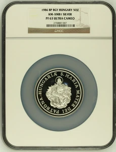 Hungría S5U 1986 plata 5 oz Madonna & Child NGC PF63UC - Imagen 1 de 3
