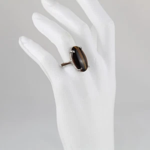 Anillo OJO DE TIGRE Ovalado Natural Vintage Mujer - Picture 1 of 2