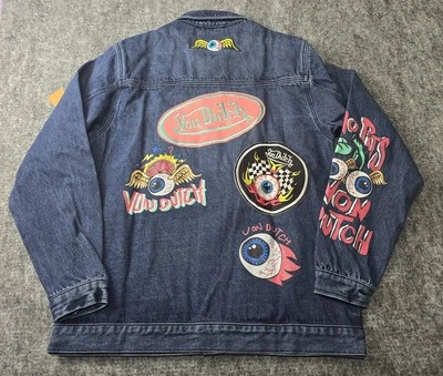 Chaqueta Vaquera Von Dutch Mechanic Bolsillos Para Hombre Talla L Retro Y2k Tatuaje Rock Foto 1 de 4