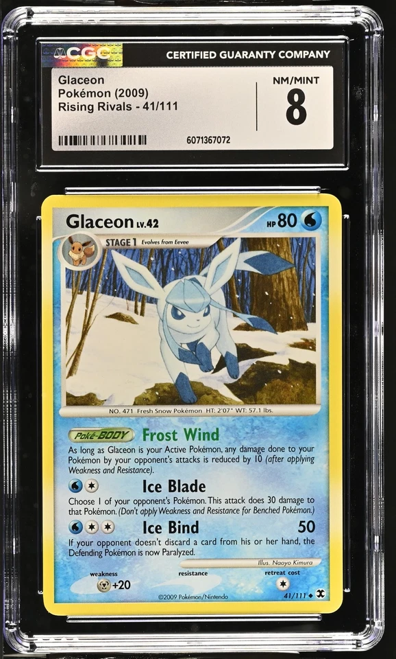 CGC 8 Glaceon 2009 Rising Rivals 41/111 Pokemon Card - Image 1 of 2