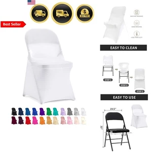Hochzeit Stuhlhusse Spandex Klappstuhl Abdeckung für Party Bankett Weiß 12tlg - Bild 1 von 10