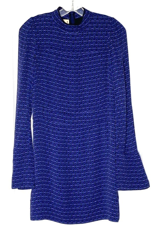 MARNI Hamsa Evil Eye Floral Print Mock Neck Bell Sleeve Crepe Dress 38 = 2/4 XS - Image 1 of 4