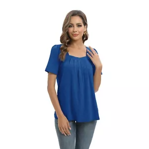 Para mujeres Cuello Cuadrado Túnica Top Informal Básico Camiseta Blusa Calce Suelto Prendas para el torso de Verano - Imagen 1 de 13