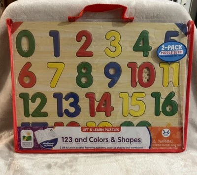 The Learning Journey Lift & Learn 123 & Color & Shapes Puzzles New In Carry Case - Image 1 of 4