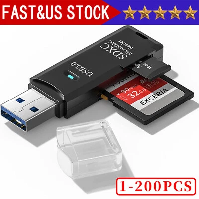 USB3.0 SD Card Reader for PC Micro SD Card to USB Adapter for Camera MemoryC lot - Image 1 of 4
