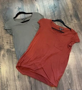 2 Camicie Cavi e Cavi Manica Corta Scollo V Pullover Maglia Taglia S Verde Arancione - Foto 1 di 12