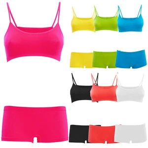 Girls Microfiber Dance Underwear Suit Bra Shorts TZ078 - Picture 1 of 21