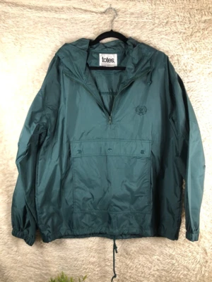 Totes Womens Windbreaker Jacket Blue 1/4 Zip Hooded Mock Neck Flap Pocket MD - Image 1 of 4