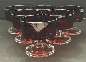 Cristal D’Arques Cavalier Ruby Red Sherbet Stemmed Desert Glasses France Set/6 - Picture 1 of 7