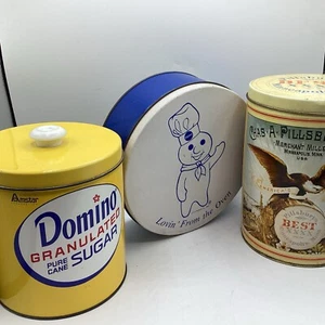 Latas Pillsbury Dough Boy Dominó Azúcar Cocina Almacenamiento De Colección 3 piezas - Imagen 1 de 12
