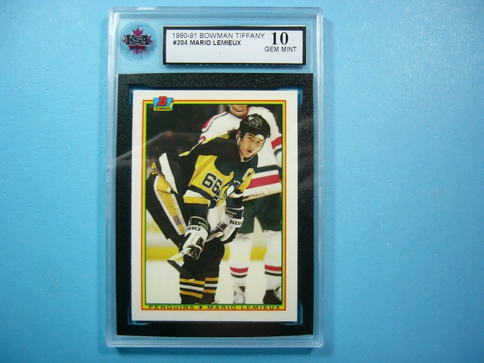 Tarjeta de hockey Bowman Tiffany NHL 1990/91 #204 MARIO LEMIEUX KSA 10 gemas como nueva 90/91 Foto 1 de 4