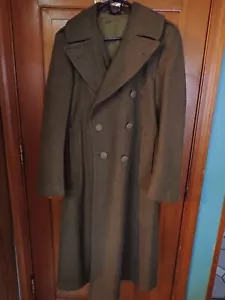 Vintage USA Military Wool Coat Mens 38R Army Green Overcoat Coldweather WWII - Picture 1 of 11