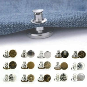30 Button Pins for Jeans Pants No Sew Instant Adjustable Jean Button Replacement - Picture 1 of 14