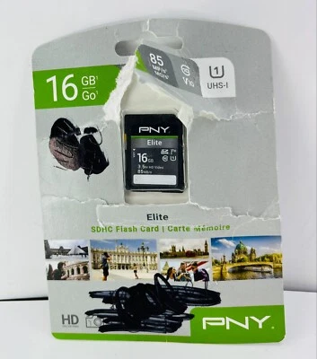 PNY Elite SDHC Memory 16GB 85 MB/s UHS-I Class 10 V10 - Image 1 of 2