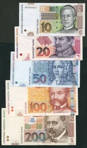 CROACIA 10, 20, 50, 100 y 200 Kuna * Juego de 5 notas 🙂 - Imagen 1 de 4