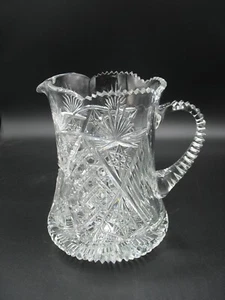 Vtg ABP Cut glass pitcher 6 3/4" American Brilliant period - Picture 1 of 10
