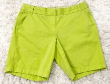 J. Crew Neon Lime Green Chino Flat Front Shorts Women Size 12 Cotton 8’’ Inseam