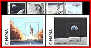 GHANA 1989 SPACE/ASTRONOMY = APOLLO 11 x2 S/S (blocks) + SET MNH CV$13.00 - Picture 1 of 1