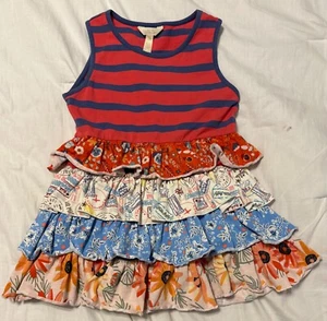 Matilda Jane No Stopping Tunic Top Girls HTF Camp MJC Tiered Shirt EUC Size 6 - Picture 1 of 2
