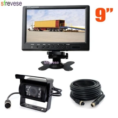 9" LCD Monitor Car Rear View Kit + 18 LED Reversing Backup Camera For Bus Truck - Image 1 of 4