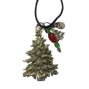 Handmade Metal Christmas Tree Pendant W/ Beads Tree Snowman Baubles 17" - Picture 1 of 5