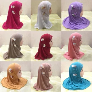 2pcs Kids Girls Shawls Wraps Solid Colors Children's Ladies Headscarf Wholesale - Picture 1 of 29
