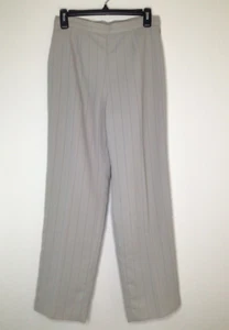 Kasper Women's 4P Beige Pinstriped Straight Leg Dress Pants – Classic Fit - Picture 1 of 13