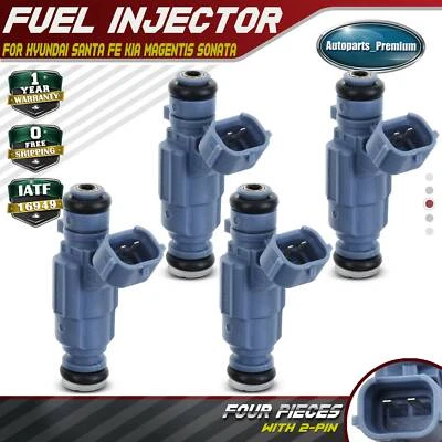 4x Inyector de combustible para Hyundai Santa Fe Kia Magentis 2001-2004 Sonata Optima 2,4 L Foto 1 de 4