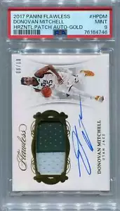 2017-18 Autografi Impeccabili Oro Donovan Mitchell Rookie Patch Auto 8/10 PSA 9 - Foto 1 di 2