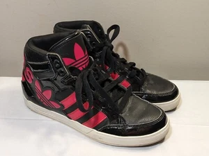 Adidas Hard Court Hi Big Logo Pink Black Sneakers US Womens 7 - Foto 1 di 9