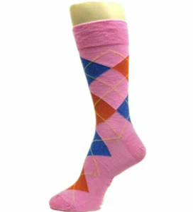 Calcetines de vestir de arcila de boda rosa oscuro/texas naranja/azul para hombre padrinos-ush432 - Imagen 1 de 1