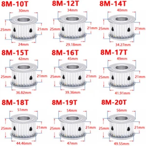 8M 10-20Teeth Timing Pulley Without Step Synchronous Wheel For 20mm Width Belt - Picture 1 of 12