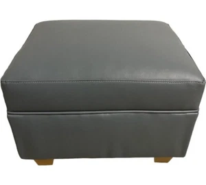 Small Oxford Footstool Pouffe Stool Ottoman grey Faux Leather  British Made - Picture 1 of 5