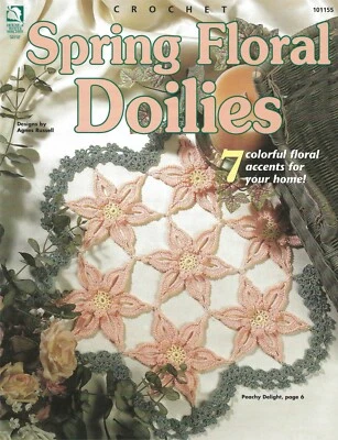 Spring Floral Doilies Crochet Bridal Bouquet Rose Garden Motif Peachy BOOK - Image 1 of 2