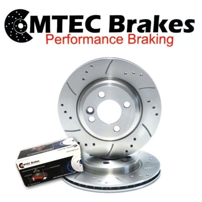 Ford Fiesta 1.0 EcoBoost 17- Front Drilled Grooved Brake Discs & MTEC Pads - Image 1 of 4