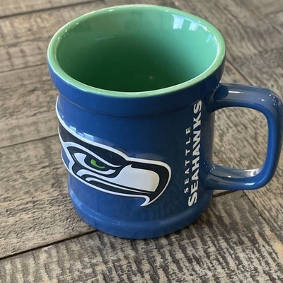 Caneca de café vintage 1999 NFL "Seattle Seahawks" xícara azul/verde - Imagem 1 de 4